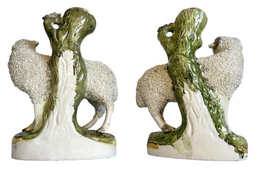 PAIR OF STAFFORDSHIRE SHEEP SPILL VASES - ADDITIONAL PHOTO 1