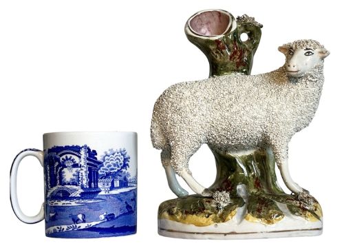 PAIR OF STAFFORDSHIRE SHEEP SPILL VASES - ADDITIONAL PHOTO 2