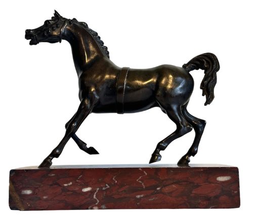 BRONZE STALLION ON A MARBLE BASE