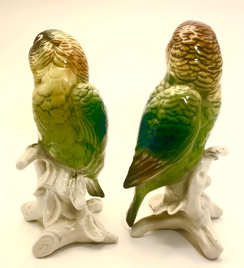 Pair of Porcelain Parrots by Karl Ens.
