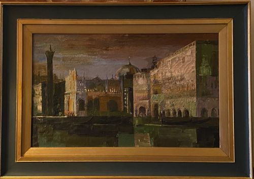 Oil on Canvas of Venetian Scene by Sushila Singh (1904-1999)