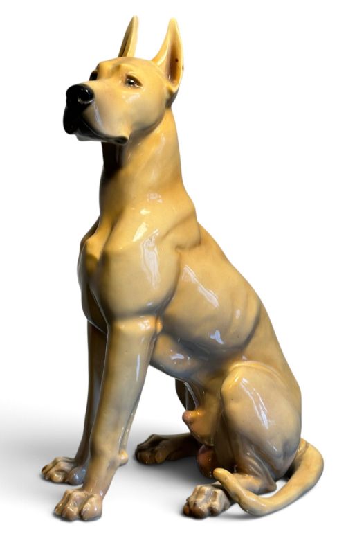 Nymphenburg Porcelain Figure of a Great Dane in Sitting Position