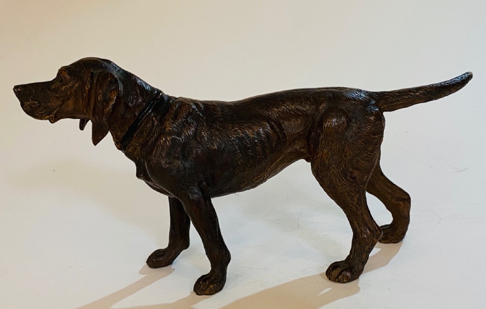 Antique Austrian Cold Painted Spelter Hunting Dog