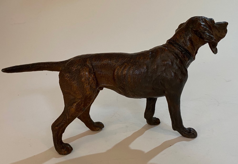 Antique Austrian Cold Painted Spelter Hunting Dog View II