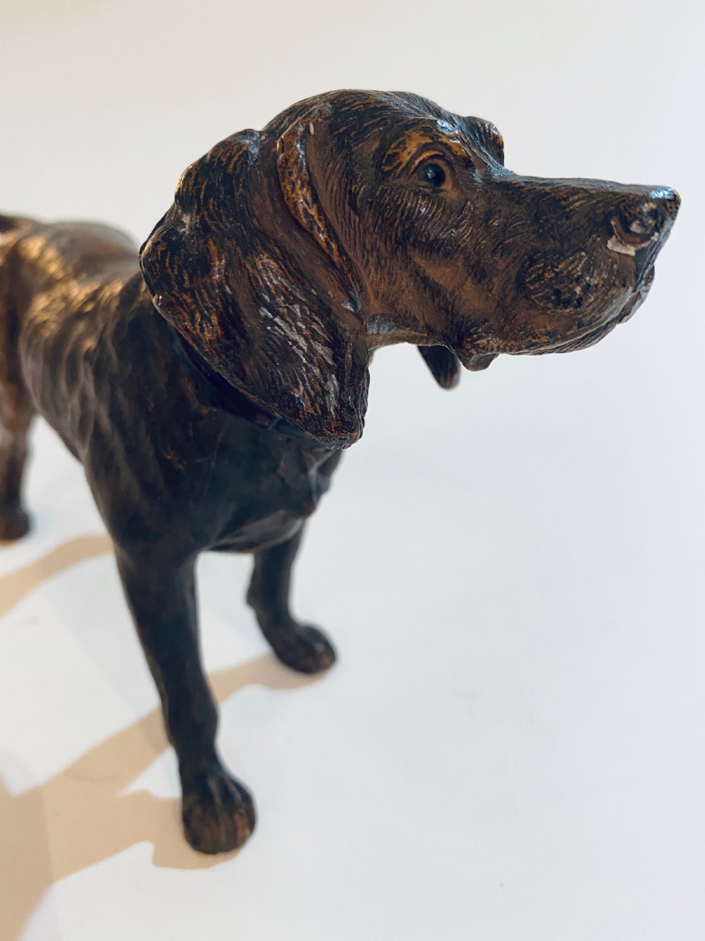 Antique Austrian Cold Painted Spelter Hunting Dog View IV