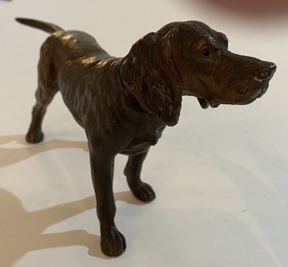 Antique Austrian Cold Painted Spelter Hunting Dog View V