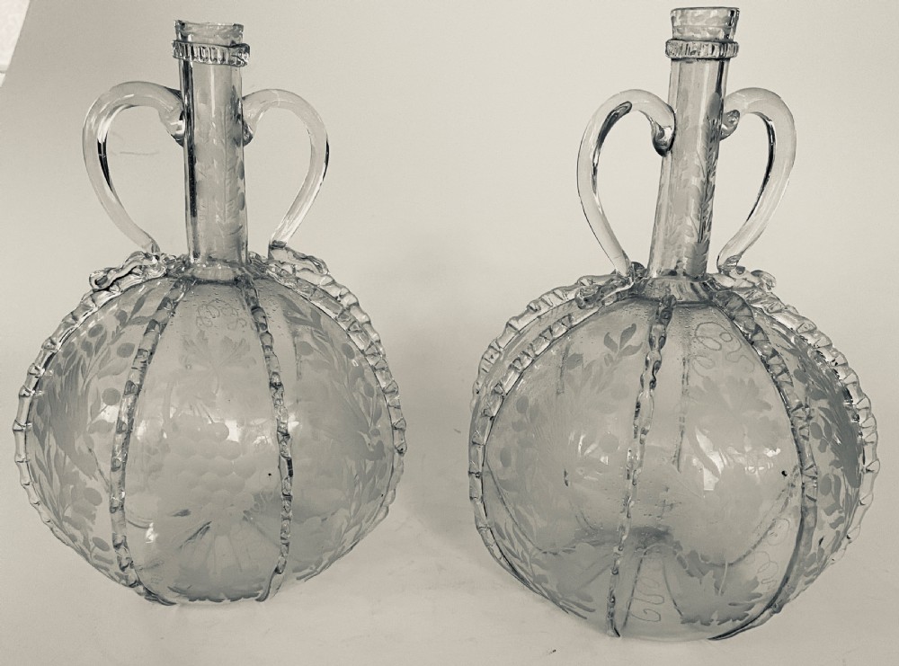 Antique Pair of Italian wine flasks.