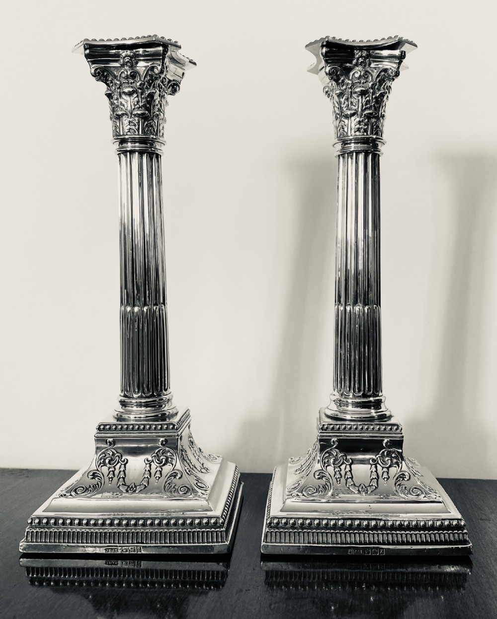 Antique Sterling Silver Candlesticks.