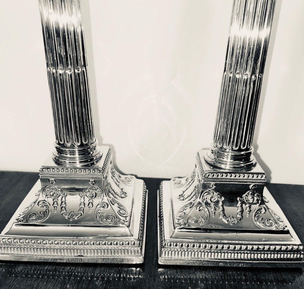 Antique Sterling Silver Candlesticks. View III
