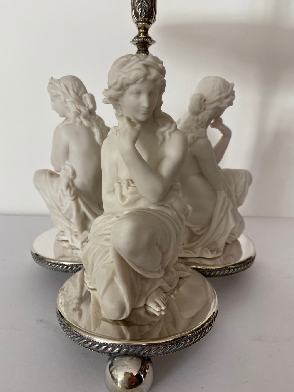 Antique Silver Plated, Glass and Parian Table Centrepiece  View II