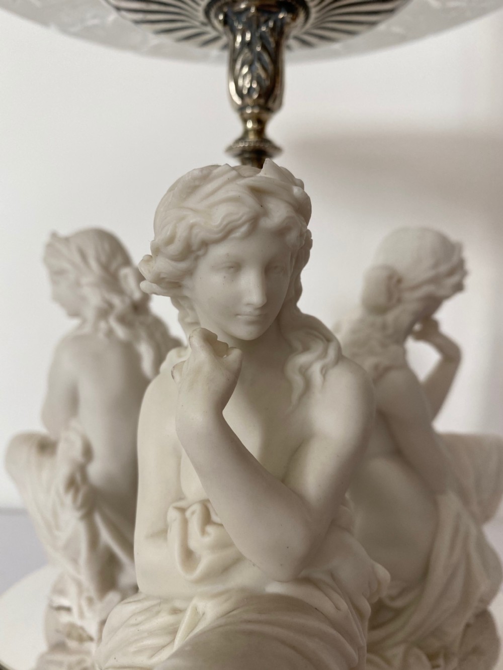Antique Silver Plated, Glass and Parian Table Centrepiece  View III