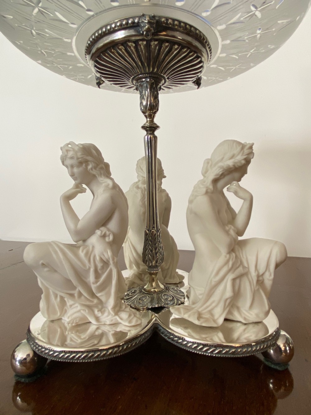 Antique Silver Plated, Glass and Parian Table Centrepiece  View IV