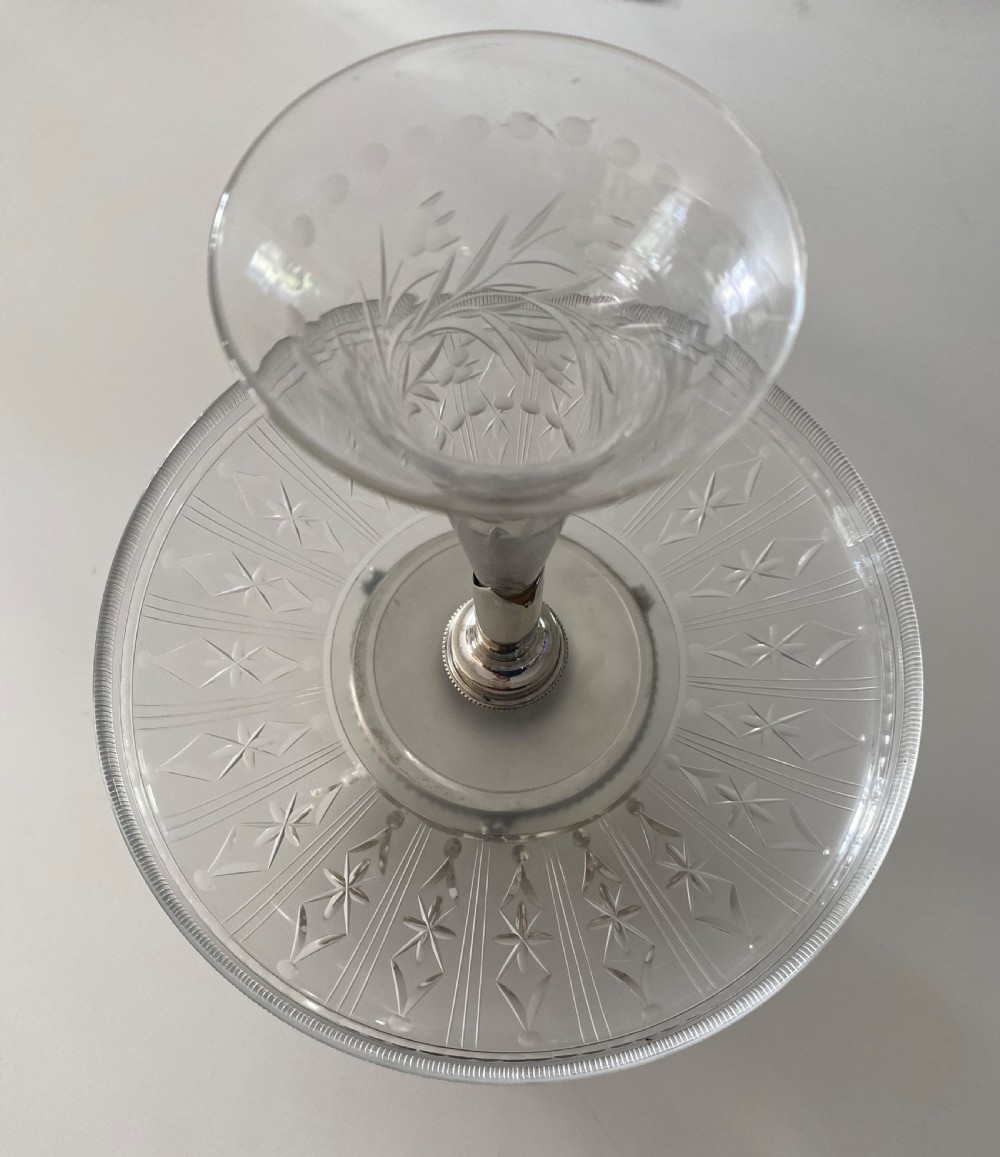 Antique Silver Plated, Glass and Parian Table Centrepiece  View V