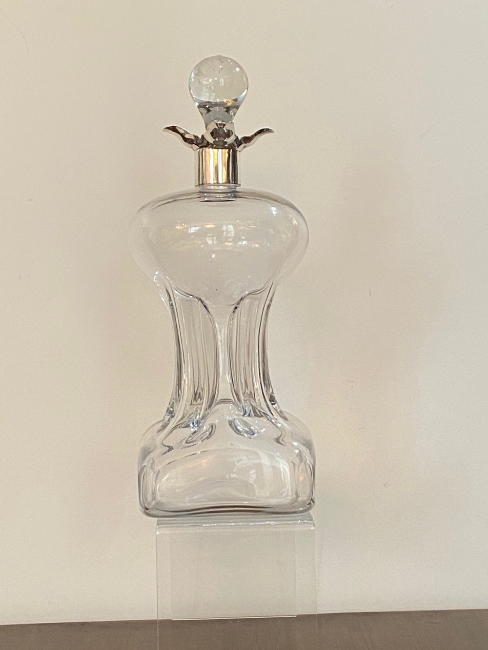 Antique Klug Klug Decanter with Silver Collar.