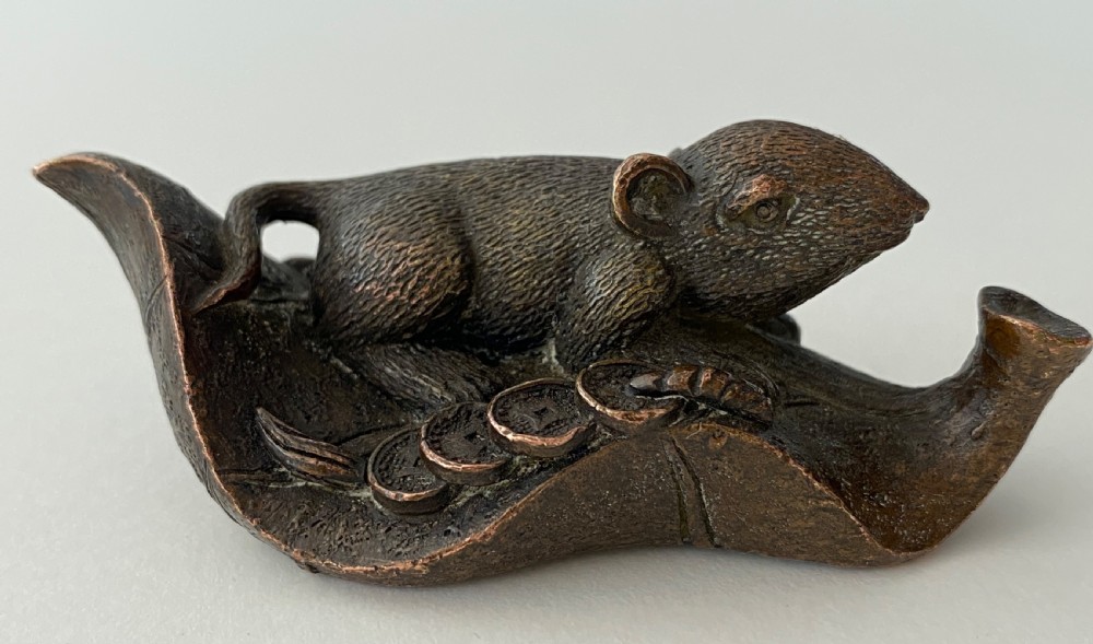 Antique Chinese Bronze Rat. 19th Century
