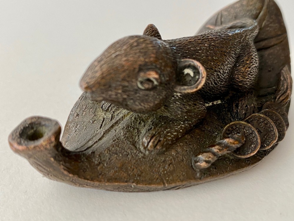 Antique Chinese Bronze Rat. 19th Century View VI