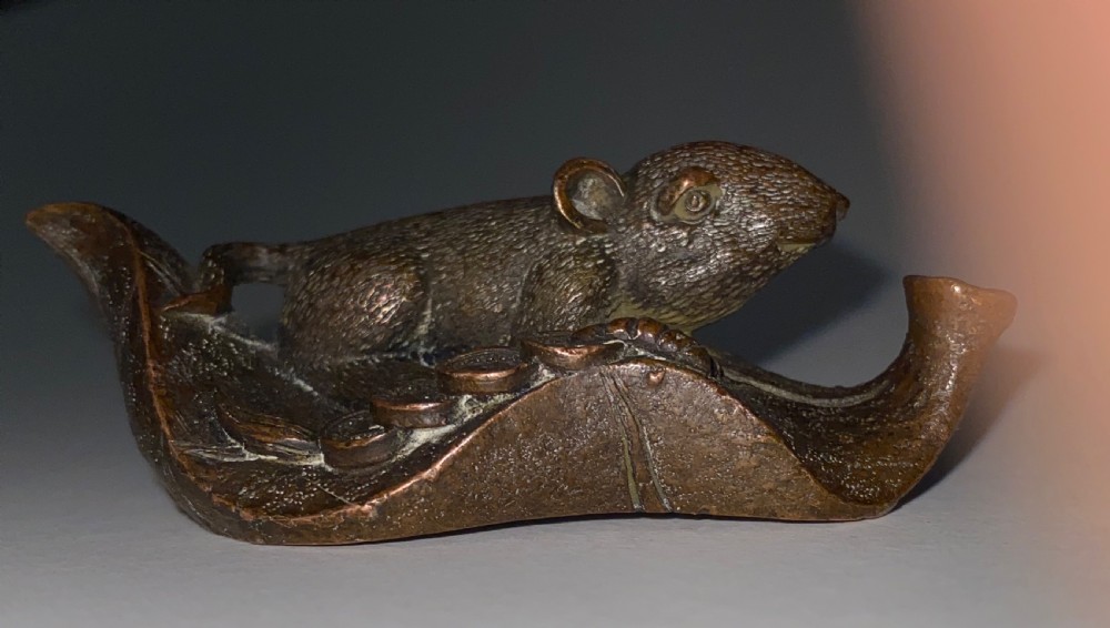 Antique Chinese Bronze Rat. 19th Century View VII