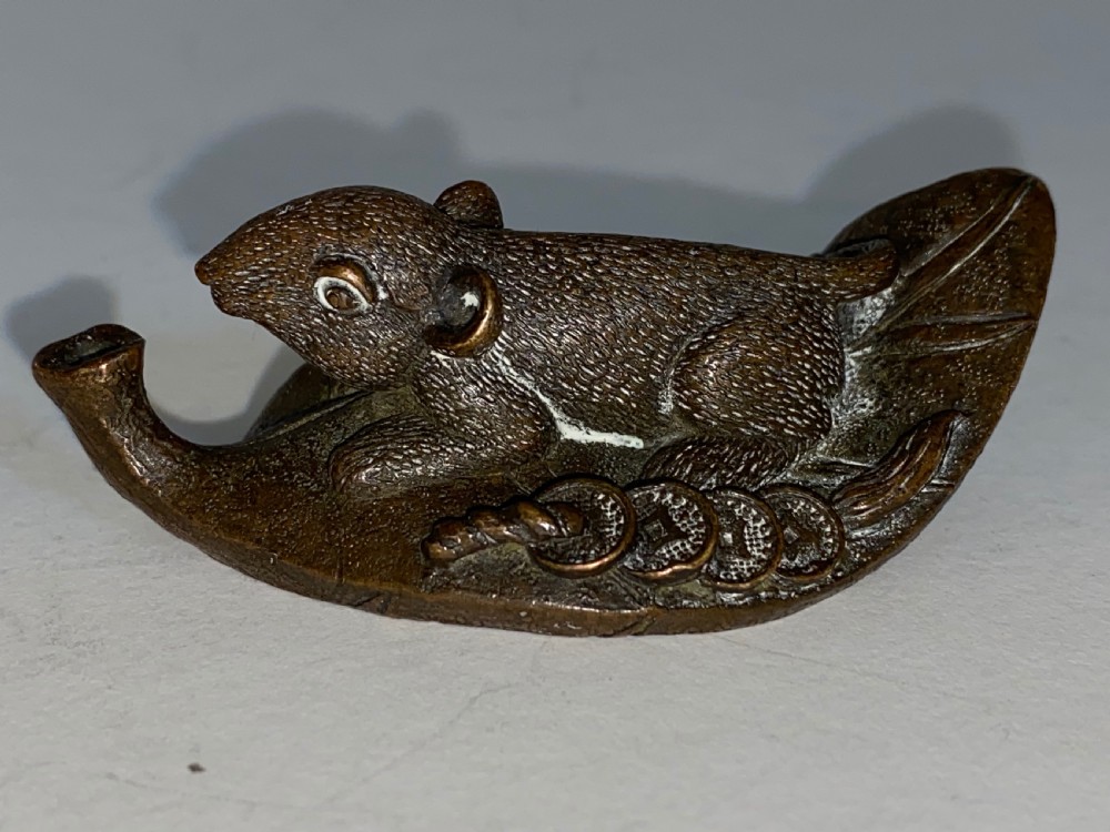 Antique Chinese Bronze Rat. 19th Century View VIII