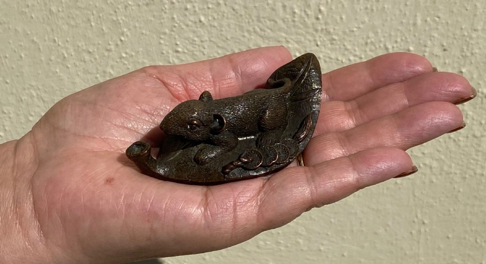 Antique Chinese Bronze Rat. 19th Century View IX