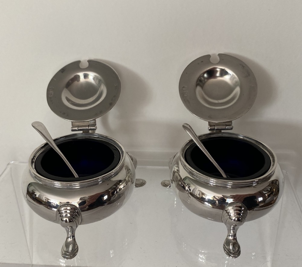 Pair of Stirling Silver Mustard Pots. London 1859 View II