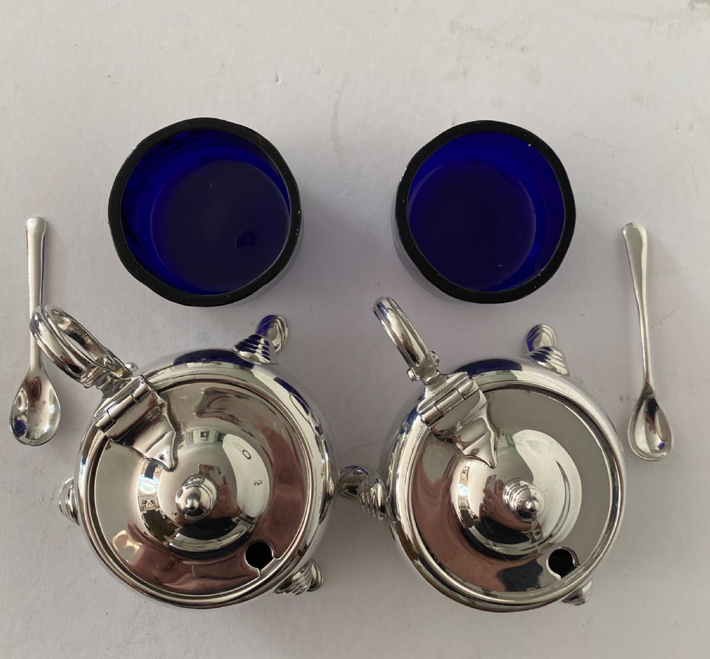 Pair of Stirling Silver Mustard Pots. London 1859 View V