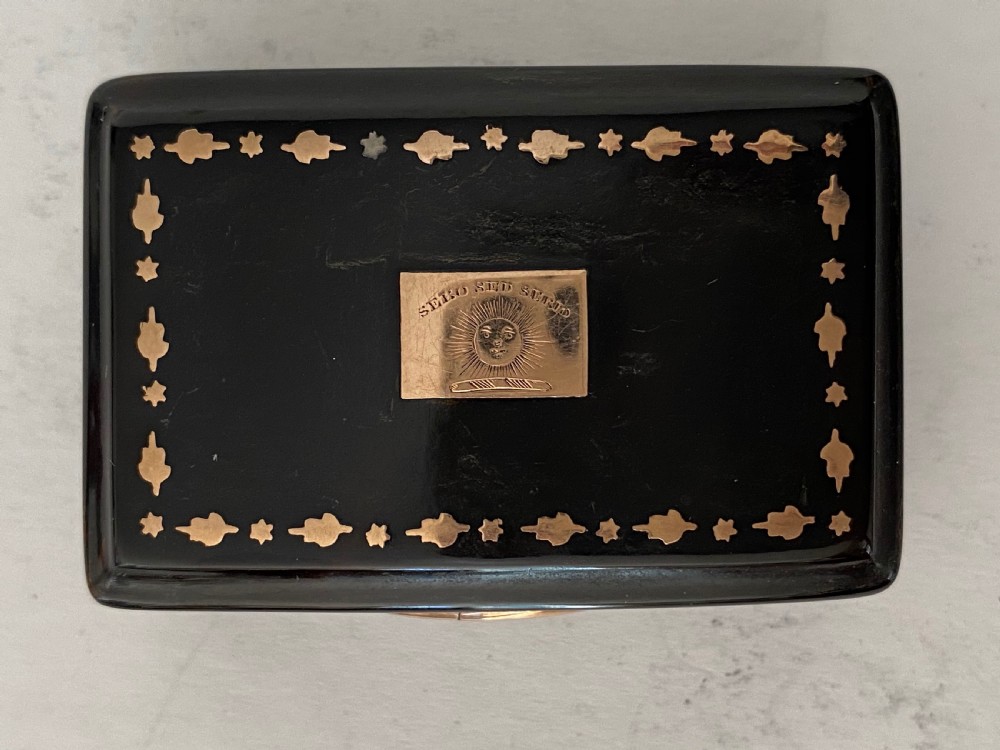Tortoiseshell  and rose gold inlaid snuff box. 19th Century. View VI