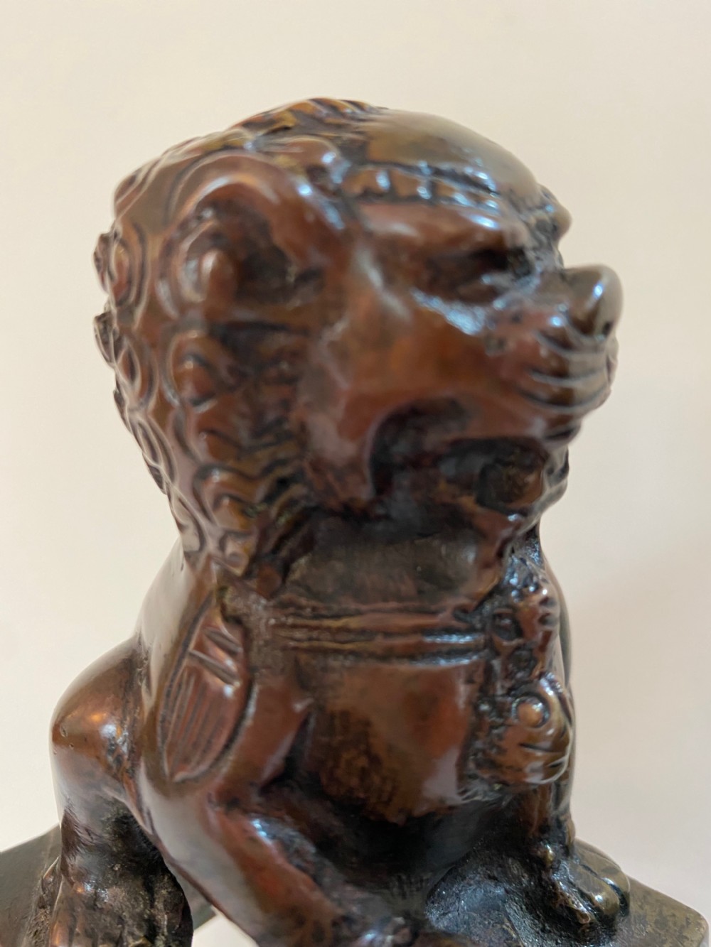Pair of Chinese Bronze Dogs of Foo. 19th Century View II