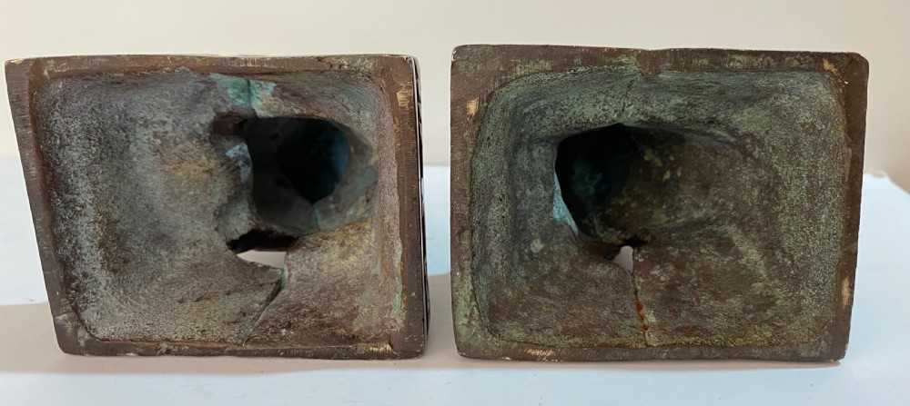 Pair of Chinese Bronze Dogs of Foo. 19th Century View VII