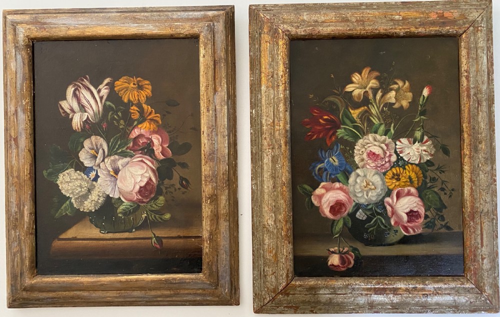 Pair of Victorian Botanical Oils on Canvas