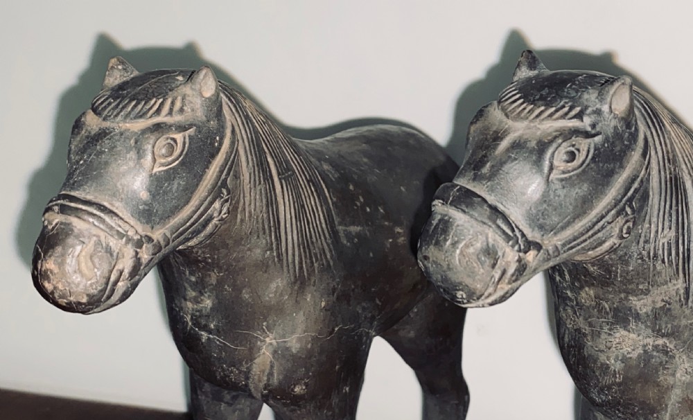 Pair of Yuan or Early Ming Terracotta bHorses. View III