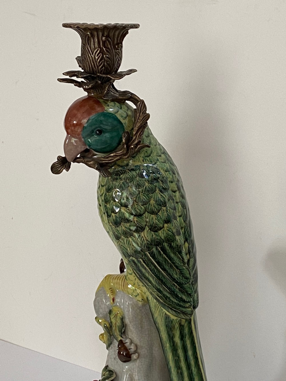 Pair of Ricocco Style Parrot Candlesticks View V