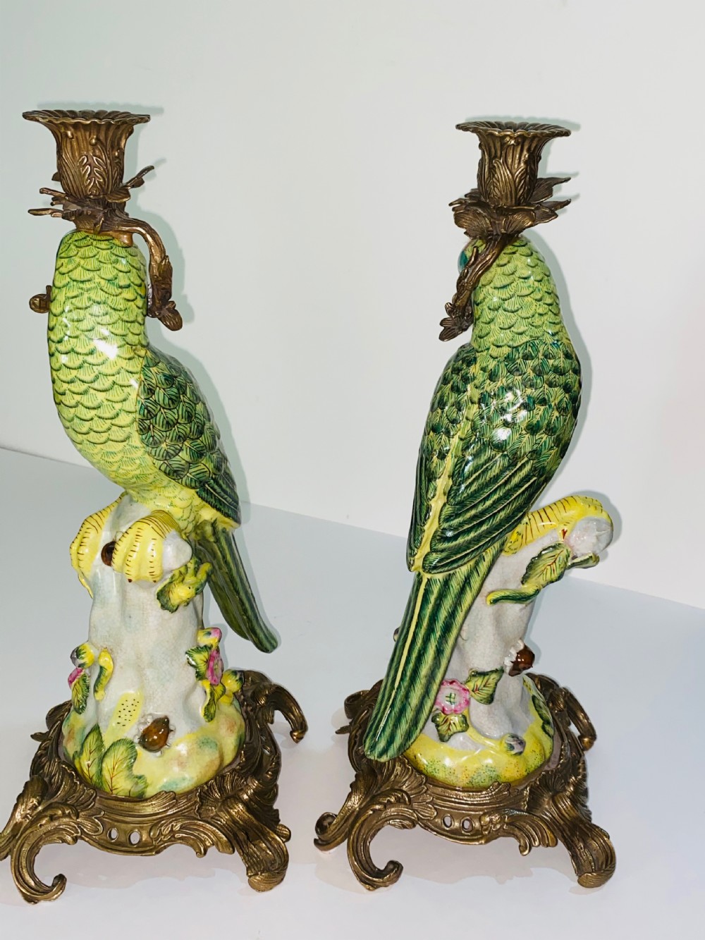Pair of Ricocco Style Parrot Candlesticks View VIII