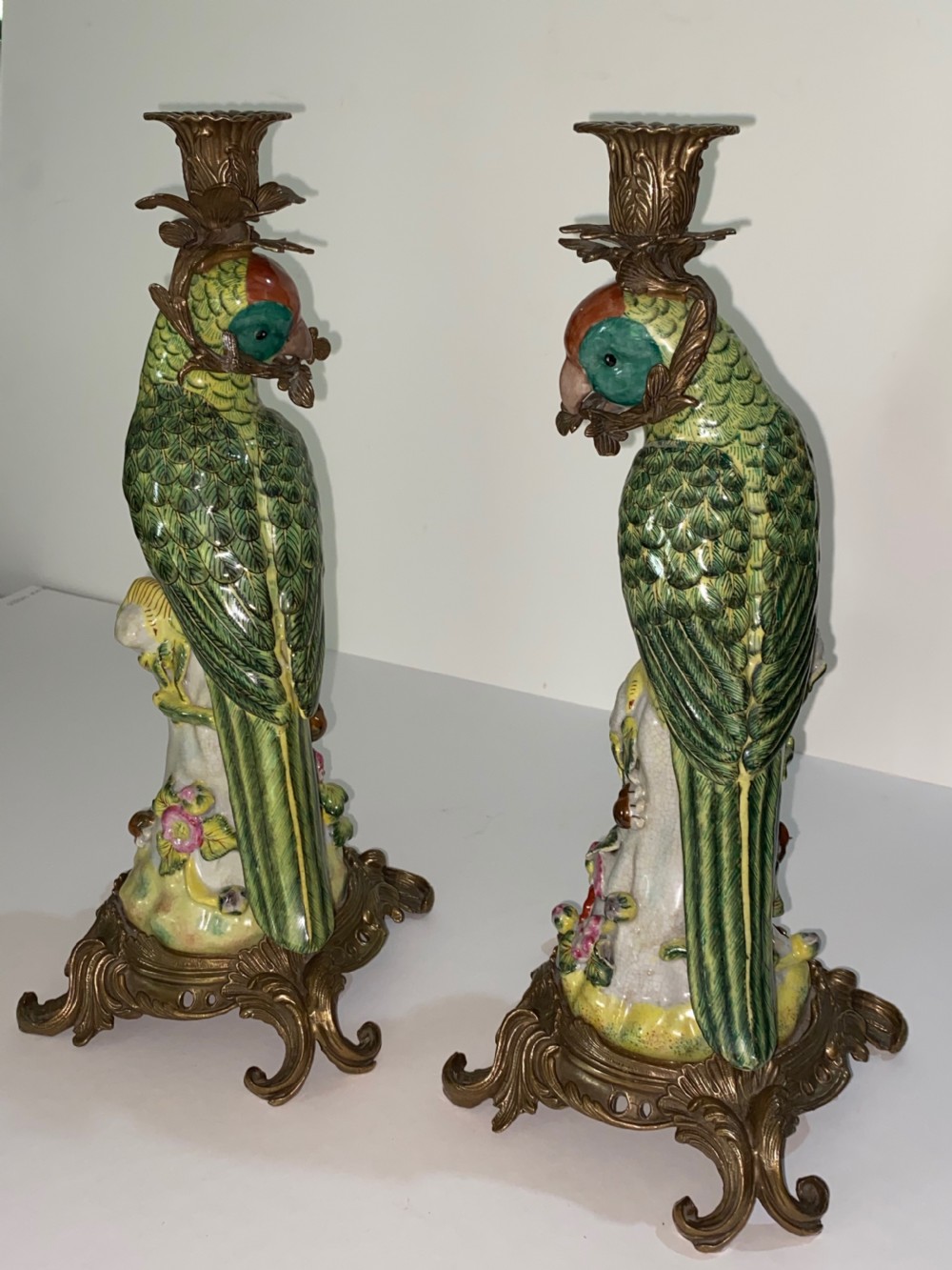 Pair of Ricocco Style Parrot Candlesticks View IX