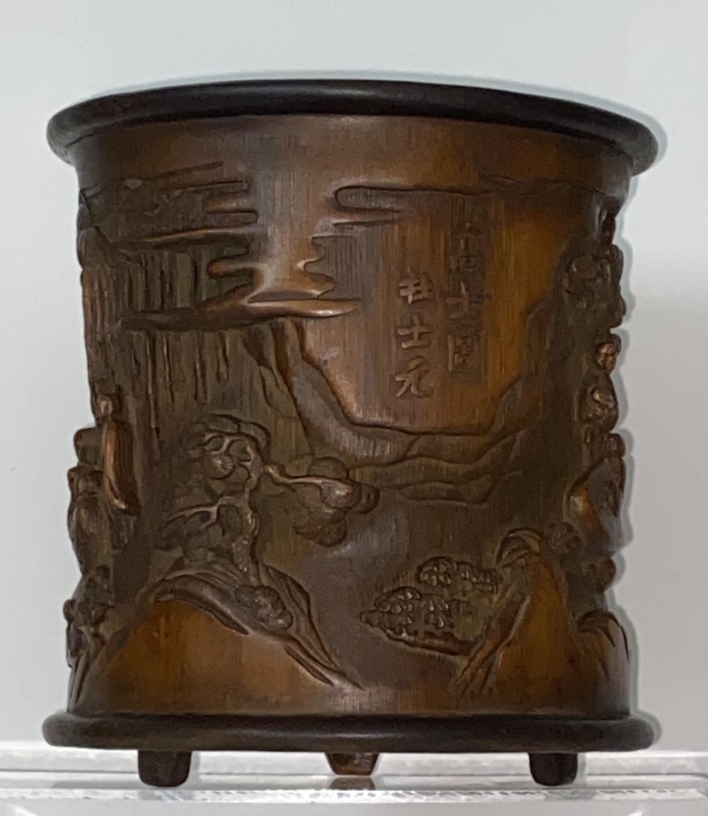 Carved Wooden Chinese Brush Pot. Circa 1900