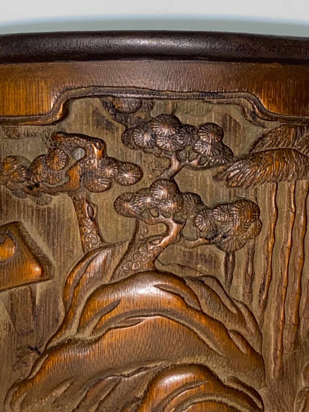 Carved Wooden Chinese Brush Pot. Circa 1900 View IV