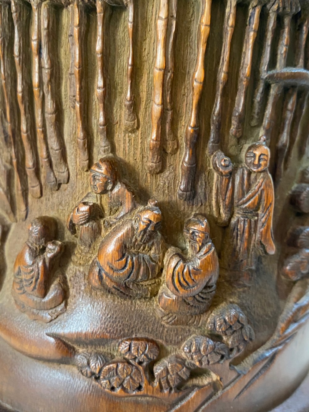 Carved Wooden Chinese Brush Pot. Circa 1900 View VI