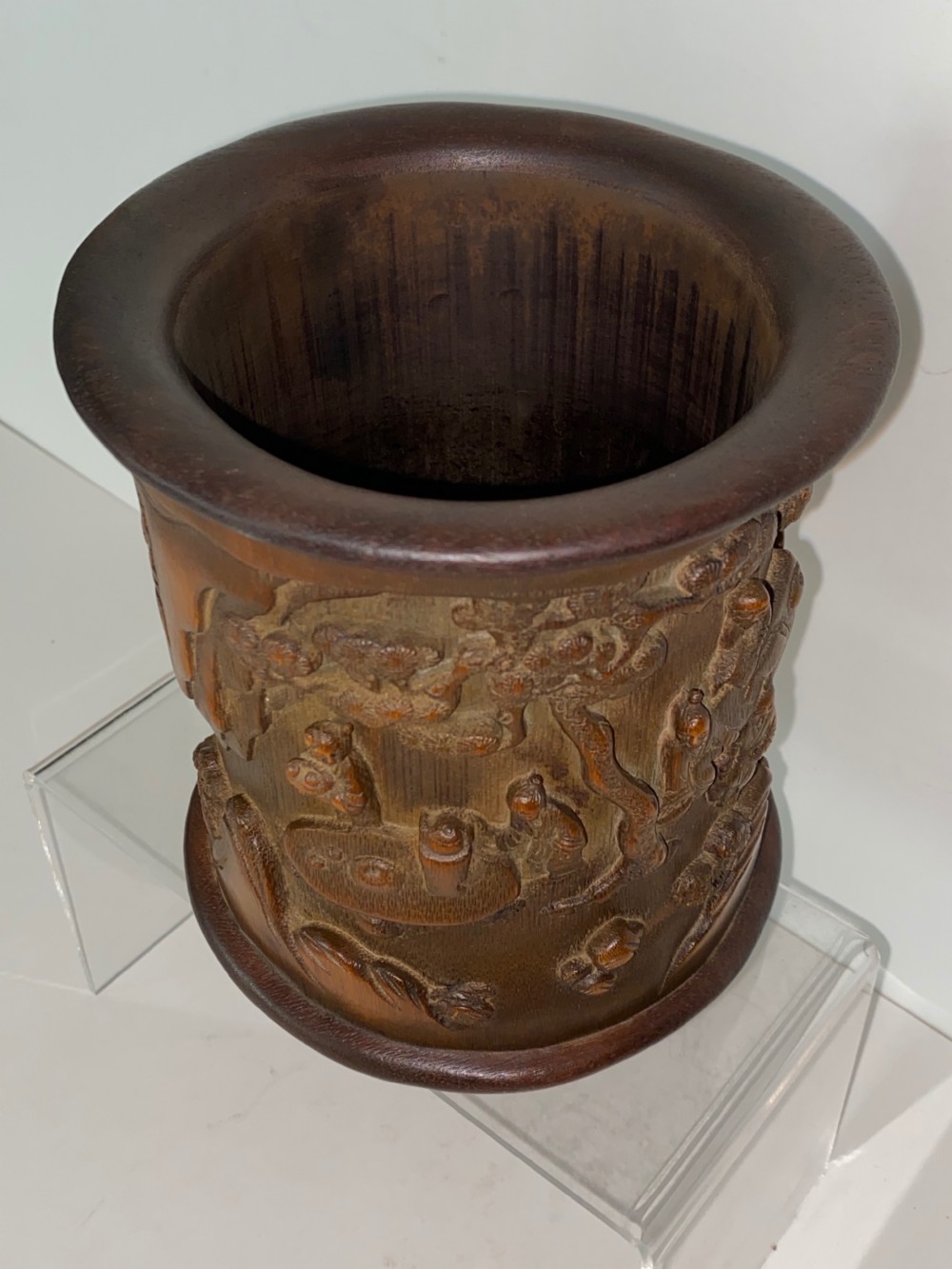 Carved Wooden Chinese Brush Pot. Circa 1900 View IX
