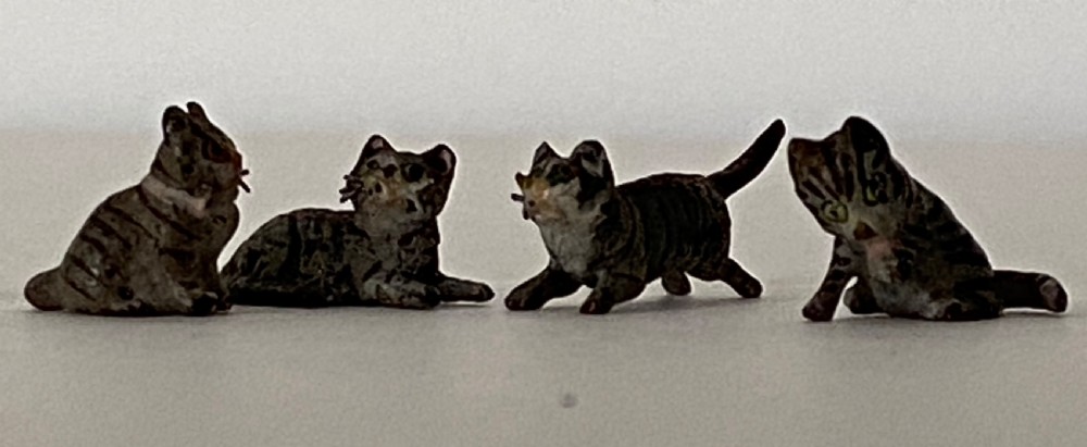 Collection of Dolls House Miniature Cold painted bronze animals. Late 19th century. View IV