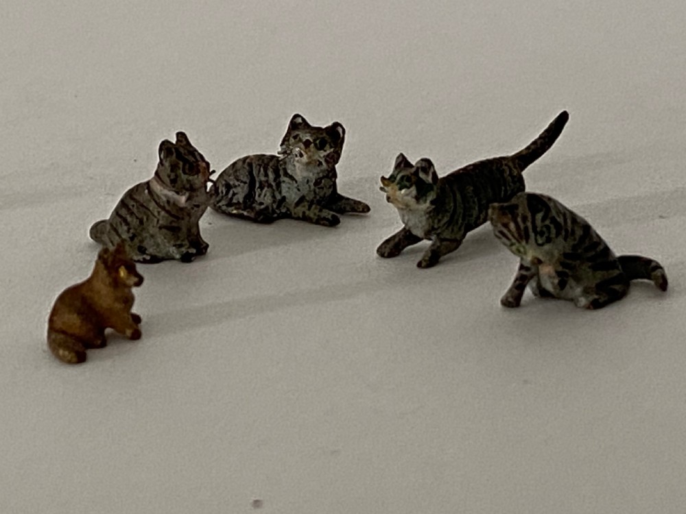 Collection of Dolls House Miniature Cold painted bronze animals. Late 19th century. View X