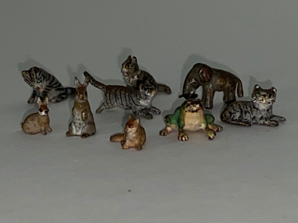 Collection of Dolls House Miniature Cold painted bronze animals. Late 19th century. View XII