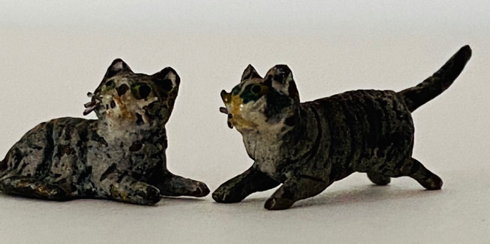 Collection of Dolls House Miniature Cold painted bronze animals. Late 19th century. View XIV