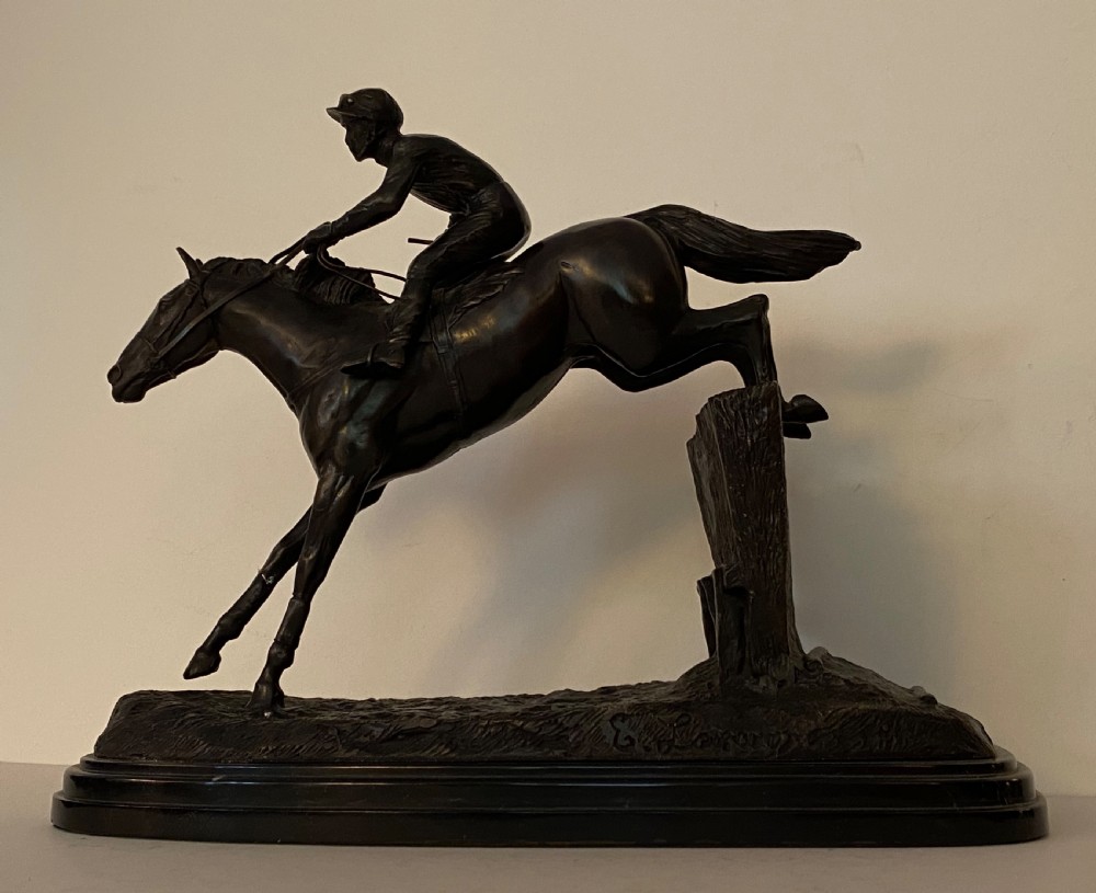 Bronze Horse and Rider Circa 1900 View V