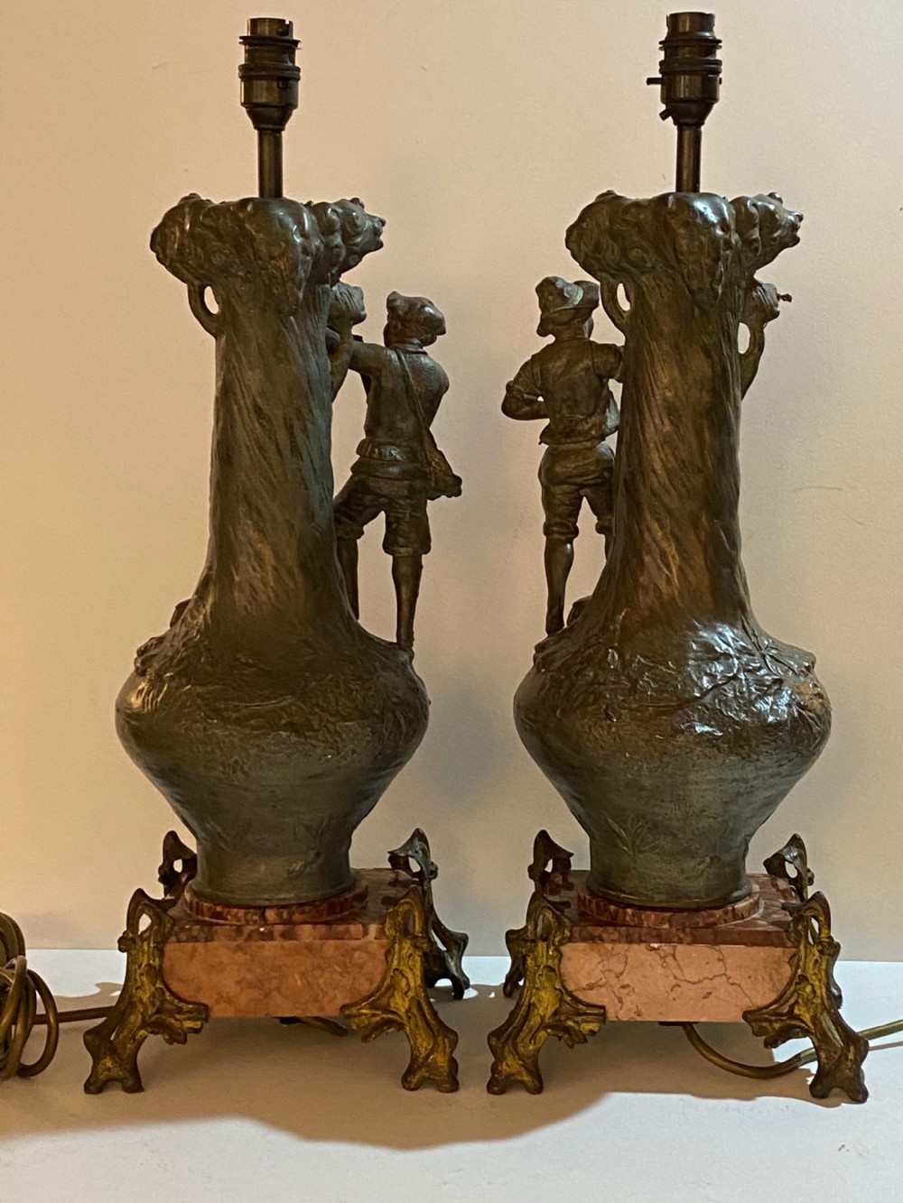 Pair of French Spelter Lamps. Late 19th Century  View VII