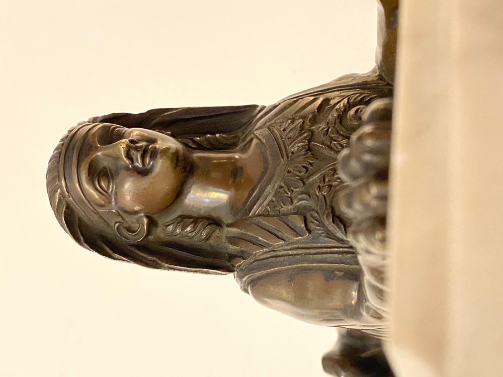 Bronze Sphinx on Marble Base. 19th Century View VI