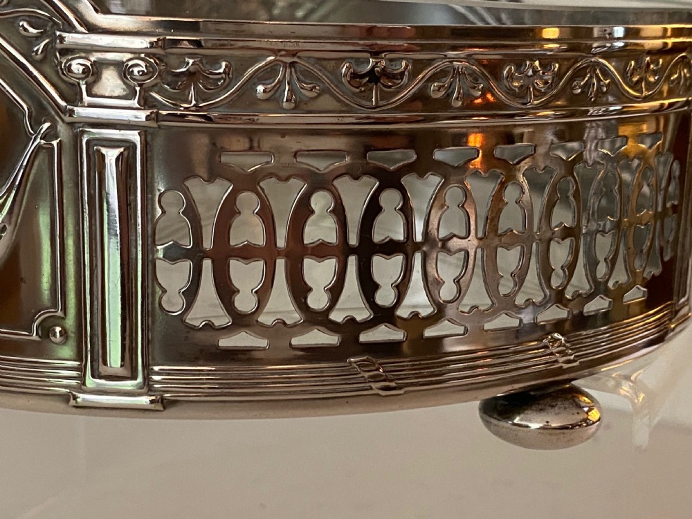 Art Nouveau Silver Plated Container with Glass Interior.  Circa 1910 View III