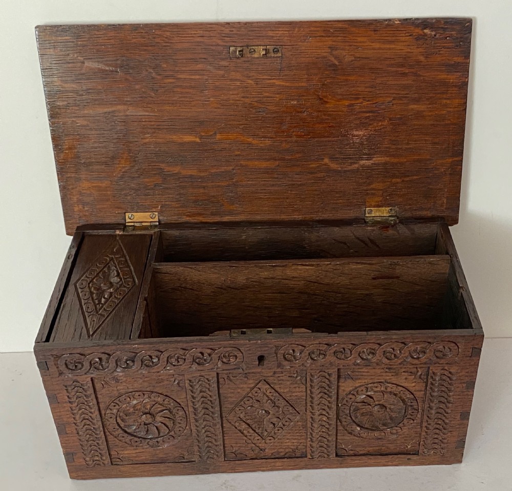 Apprentice Oak Coffer. 19th Century View II