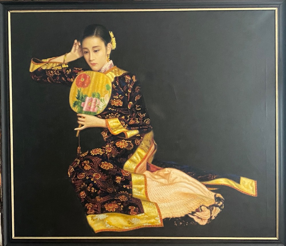 Oil on Canvas of Japanese Woman in Kimono.Circa 1960