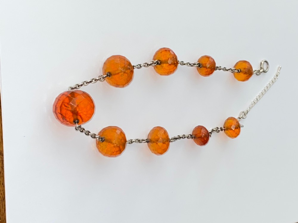 Amber and Silver Necklace.Circa1900 View II