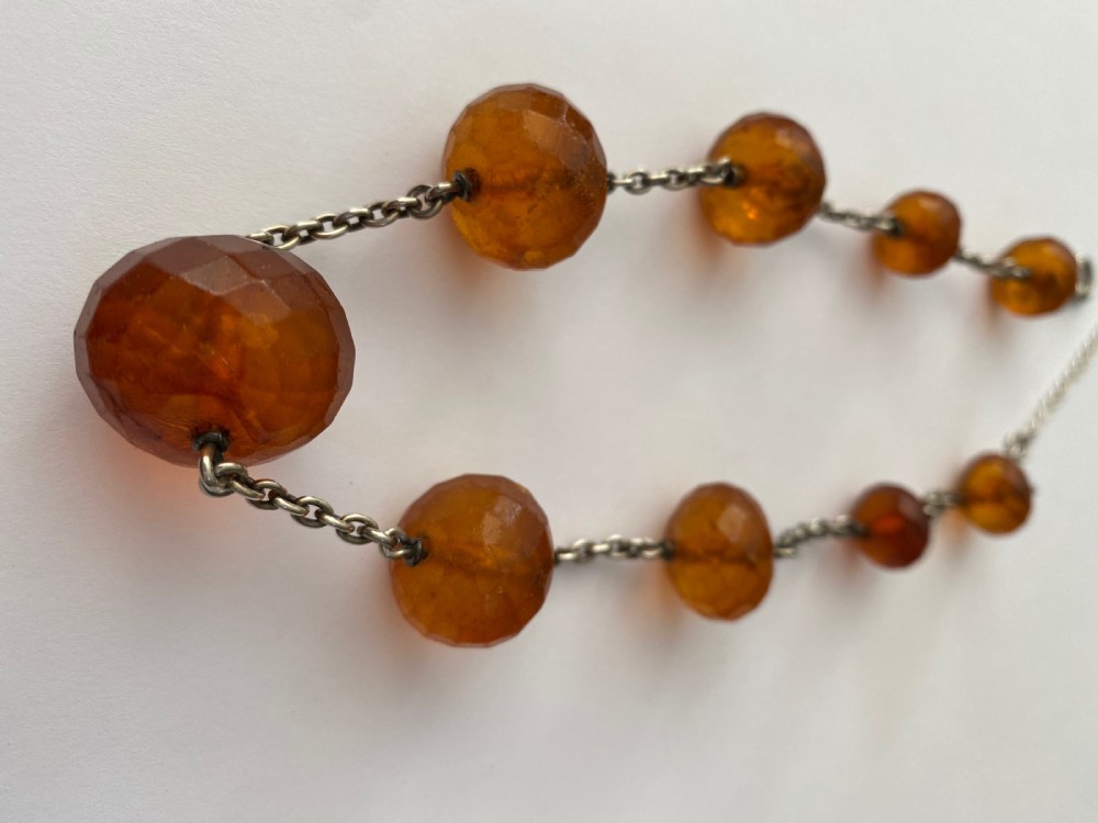 Amber and Silver Necklace.Circa1900 View III