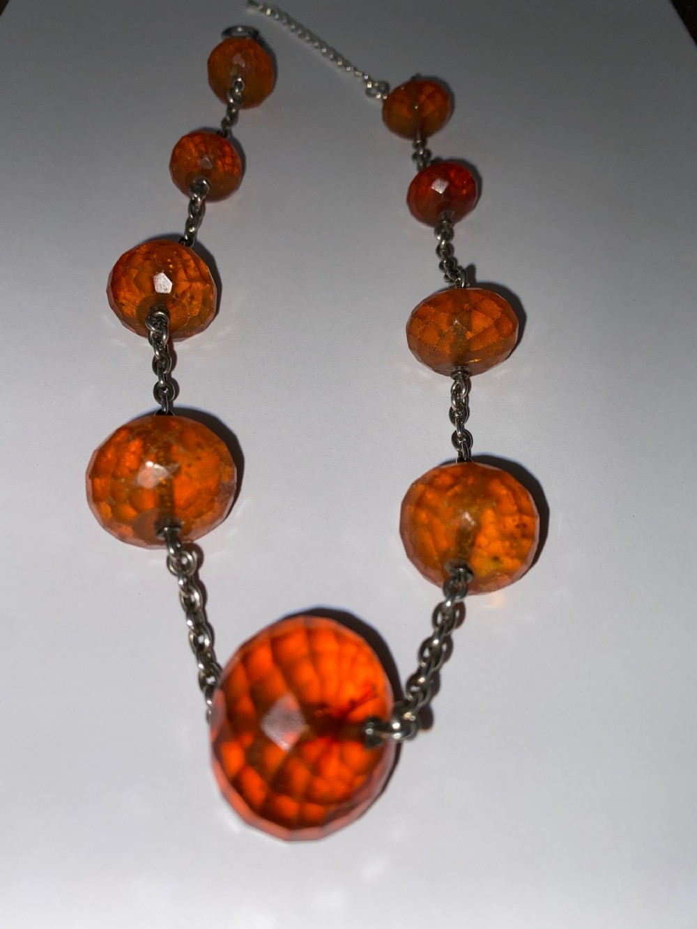 Amber and Silver Necklace.Circa1900